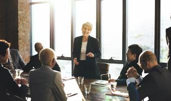 Woman executive leading a meeting